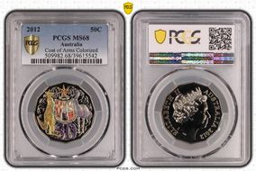 2012 50C Coat of Arms Colorized MS68