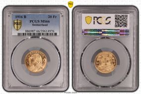 1916 B 20 Fr KM-35.1  Au MS66