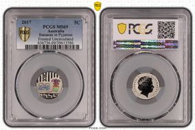 2017 5C Bananas in Pyjamas Colorized Frosted Uncirculated MS69