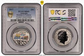 2017 20C Bananas in Pyjamas Colorized Frosted Uncirculated MS69
