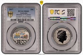 2017 20C Bananas in Pyjamas Colorized Frosted Uncirculated MS69