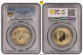 2015-P $1 Year of the Goat Al-Br MS69