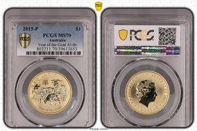 2015-P $1 Year of the Goat Al-Br MS70