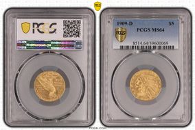 1909-D $5 MS64