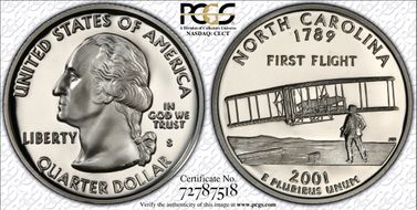 2001-S 25C North Carolina Silver PR70DCAM