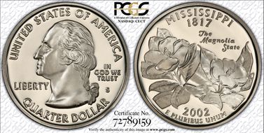 2002-S 25C Mississippi PR70DCAM