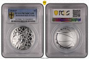 2020-P $1 Basketball Hall of Fame PR70DCAM