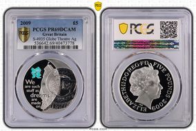 2009 £5 S-4935 Globe Theatre Ag PR69DCAM