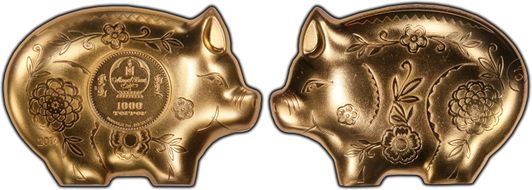 2019 1000 Tug Gilded Jolly Pig MS69