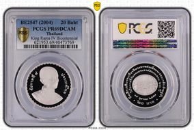 BE2547 (2004) 20 Baht King Rama IV Bicentennial PR69DCAM