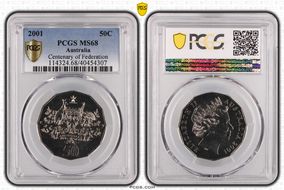 2001 50C Centenary of Federation MS68