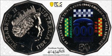 2011 50C Triple Zero Anniversary Colorized MS68