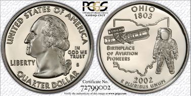 2002-S 25C Ohio PR70DCAM