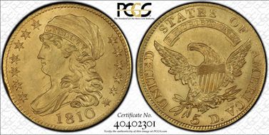 1810 $5 Large Date, Large 5 MS64+