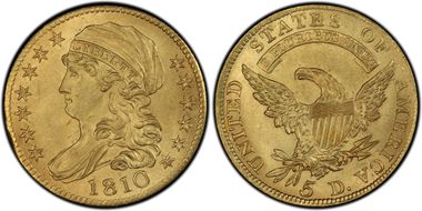 1810 $5 Large Date, Large 5 MS64+