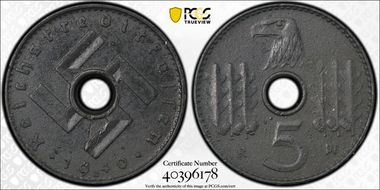 1940-B 5 Pfg Military Issue MS63