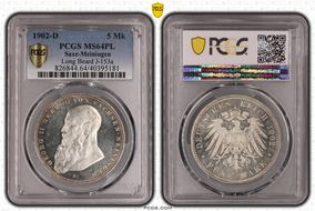 1902-D 5 Mk Long Beard J-153a MS64PL