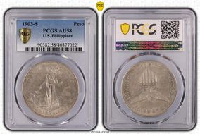 1903-S Peso KM-168 Ag AU58