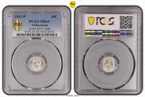 1943-P 10C Acorn privy mark KM-163  Ag MS65