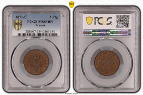 1871-C 3 Pfg MS63BN