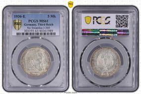 1936-E 5 Mk No Swastika J-360 MS61