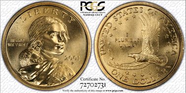 2001-P SAC$1 MS69