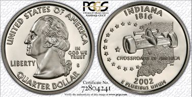 2002-S 25C Indiana PR70DCAM