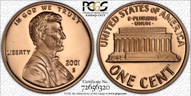 2001-S 1C PR70DCAM