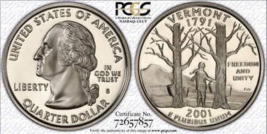 2001-S 25C Vermont PR70DCAM