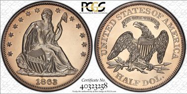 1863 50C J-338 PR64