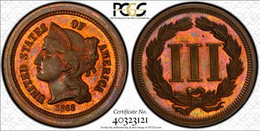 1868 3C J-617b PR64+ RB