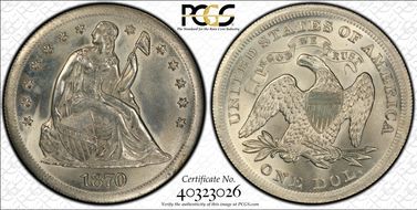 1870 $1 J-1022 MS62