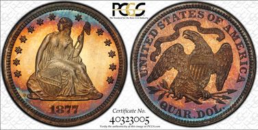 1877 25C PR67CAM