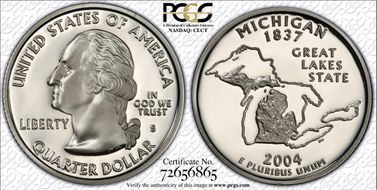 2004-S 25C Michigan Silver PR70DCAM