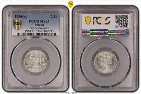 1936(w) 2 Zl Gdynia Seaport KM-30  Ag MS63