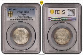 1933(w) 5 Zl Queen Jadwiga KM-21  Ag MS62