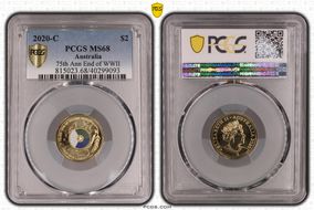 2020-C $2 75th Ann End of WWII Colorized MS68