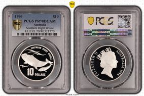 1996 $10 Southern Right Whale PR70DCAM