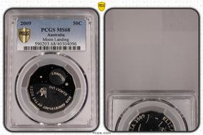 2009 50C Moon Landing Colorized MS68