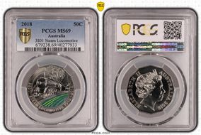 2018 50C 3801 Steam Locomotive Colorized MS69