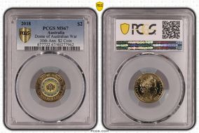 2018 $2 Dome of Australian War 30th Ann. $2 Coin Colorized MS67