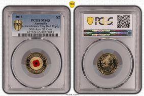 2018 $2 Remembrance Day Red Poppy 30th Ann. $2 Coin Colorized MS65