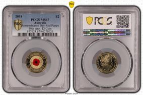2018 $2 Remembrance Day Red Poppy 30th Ann. $2 Coin Colorized MS67