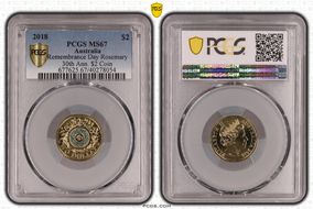 2018 $2 Remembrance Day Rosemary 30th Ann. $2 Coin Colorized MS67