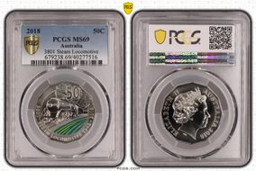 2018 50C 3801 Steam Locomotive Colorized MS69