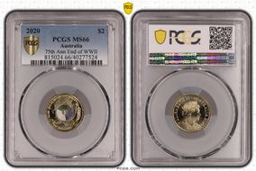 2020 $2 75th Ann End of WWII Colorized MS66