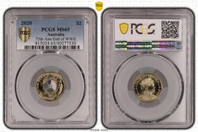 2020 $2 75th Ann End of WWII Colorized MS65