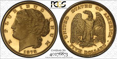 1878 $5 J-1568 Gilt PR64+ CAM