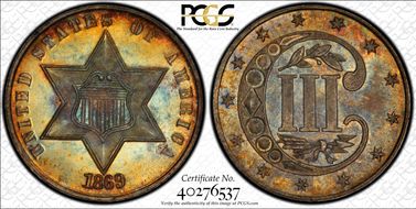1869/'8' 3CS MS67+