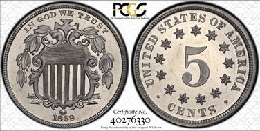 1869 5C J-688 PR63+ CAM